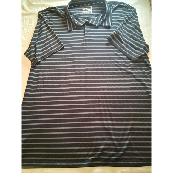 Drake Clothing Co. Polo Shirt Mens Sz XL  Black Gray Striped Performance Stretch - Picture 1 of 5